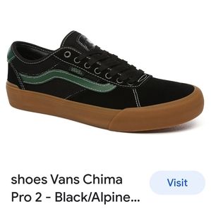 Vans Chima Ferguson Pro2 Gum Black Canvas/Alpine Green Leather Skate Sneaker 6½